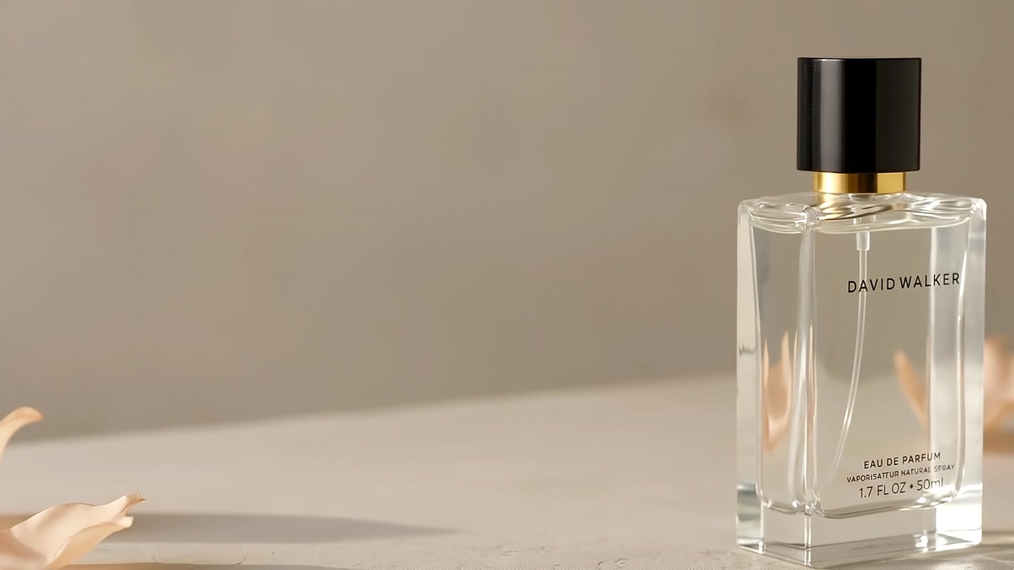 David Walker Eau de Parfum bottle in an airy studio hero scene